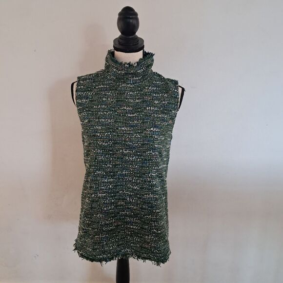 Ann Mashburn Top Women's Small S Multicolor Tweed Ana Fringe Designer Classic - Picture 1 of 9